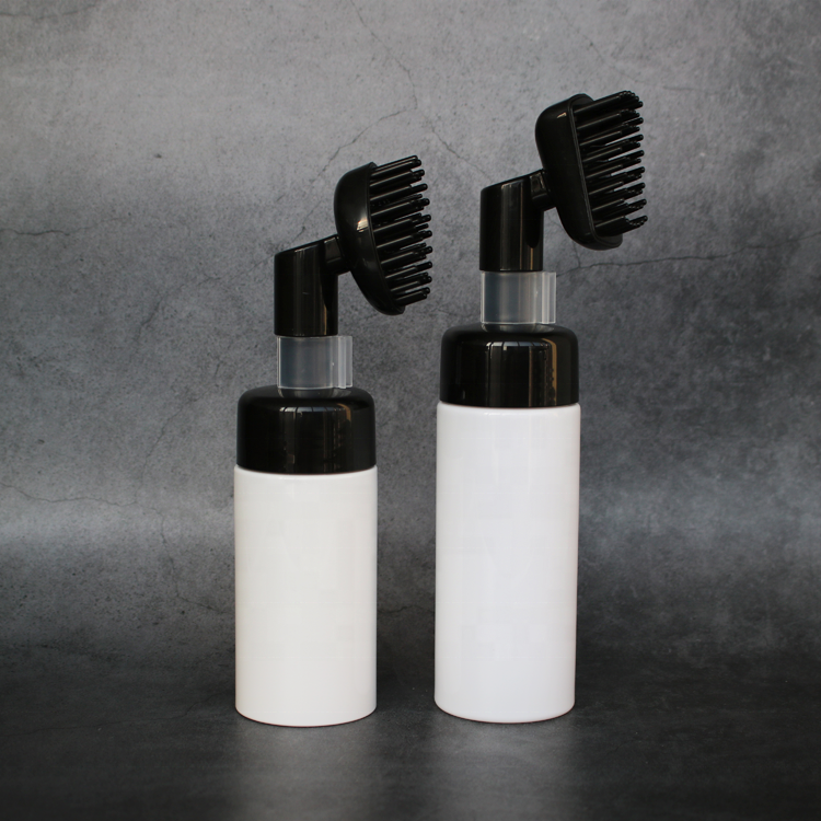 100ml 150ml 200ml Plastic Cosmetic Facial Cleanser Foam Soap Dispenser Bottle with Brush